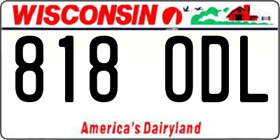WI license plate 818ODL