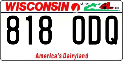 WI license plate 818ODQ