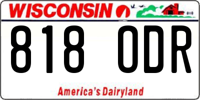 WI license plate 818ODR