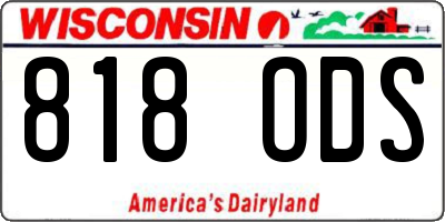 WI license plate 818ODS