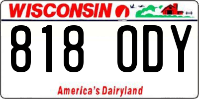 WI license plate 818ODY