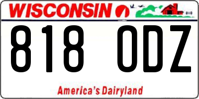 WI license plate 818ODZ
