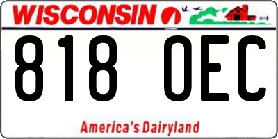 WI license plate 818OEC