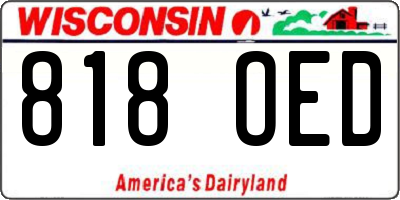 WI license plate 818OED