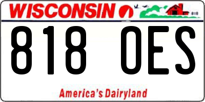 WI license plate 818OES