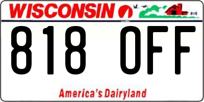 WI license plate 818OFF