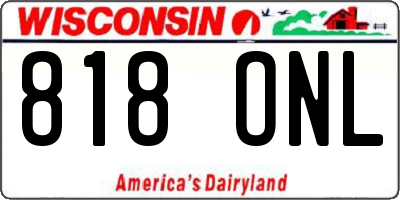 WI license plate 818ONL