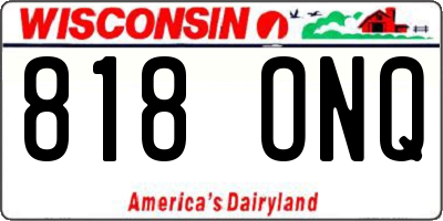 WI license plate 818ONQ