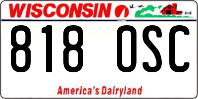 WI license plate 818OSC