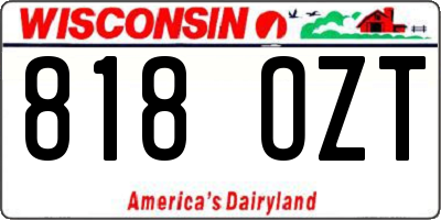 WI license plate 818OZT