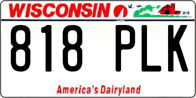 WI license plate 818PLK
