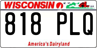 WI license plate 818PLQ