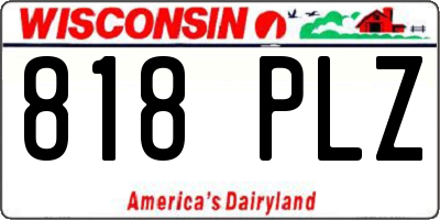 WI license plate 818PLZ