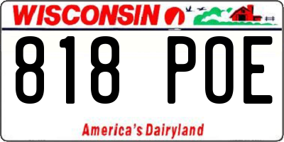 WI license plate 818POE