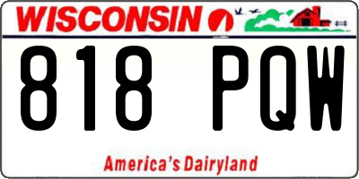 WI license plate 818PQW