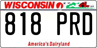 WI license plate 818PRD