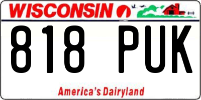WI license plate 818PUK