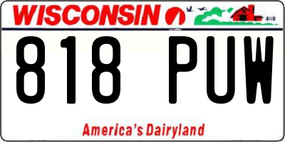 WI license plate 818PUW