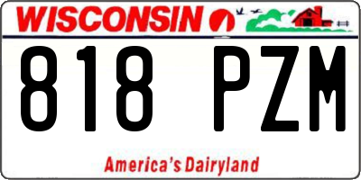 WI license plate 818PZM
