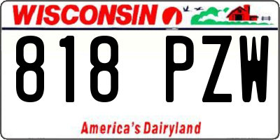WI license plate 818PZW