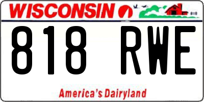 WI license plate 818RWE