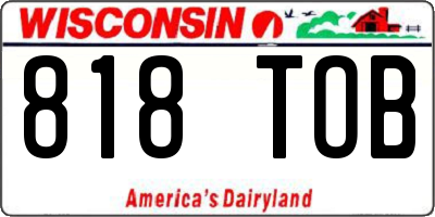 WI license plate 818TOB