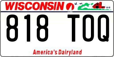 WI license plate 818TOQ