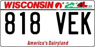 WI license plate 818VEK
