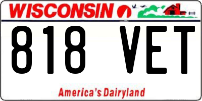 WI license plate 818VET