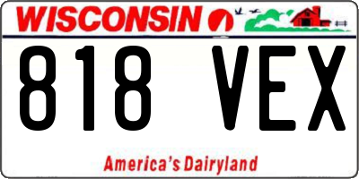 WI license plate 818VEX