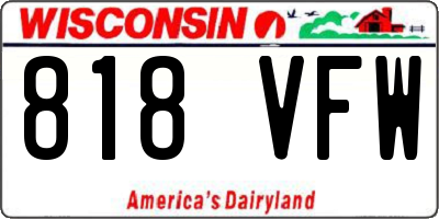 WI license plate 818VFW