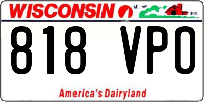 WI license plate 818VPO