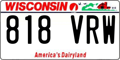 WI license plate 818VRW