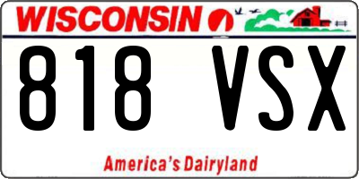 WI license plate 818VSX