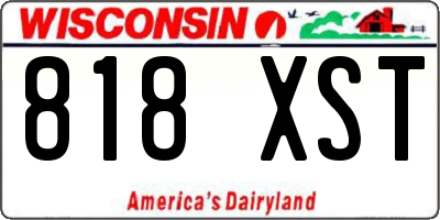 WI license plate 818XST