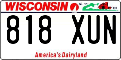WI license plate 818XUN