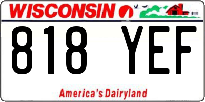 WI license plate 818YEF