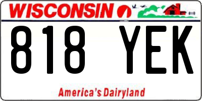 WI license plate 818YEK