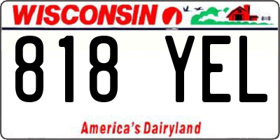 WI license plate 818YEL