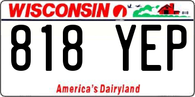 WI license plate 818YEP
