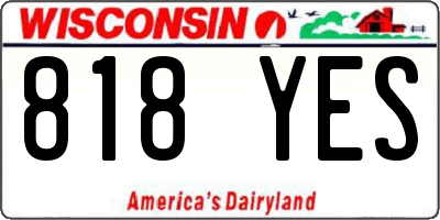 WI license plate 818YES
