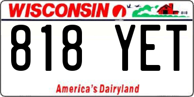 WI license plate 818YET