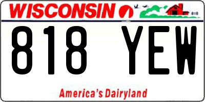 WI license plate 818YEW