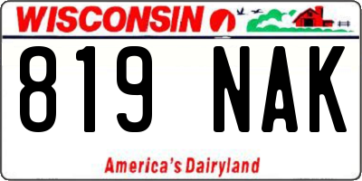 WI license plate 819NAK