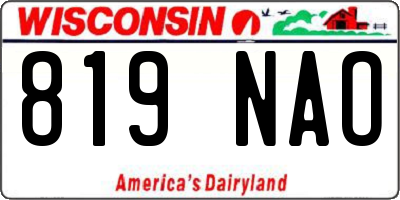 WI license plate 819NAO