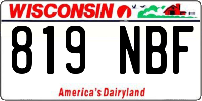 WI license plate 819NBF
