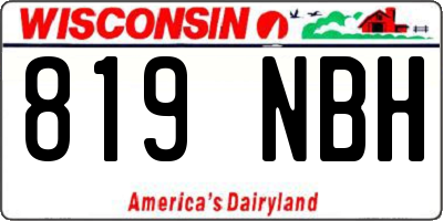 WI license plate 819NBH