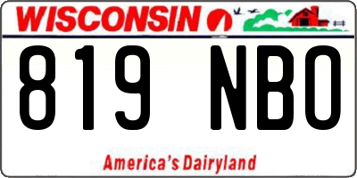 WI license plate 819NBO