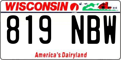 WI license plate 819NBW