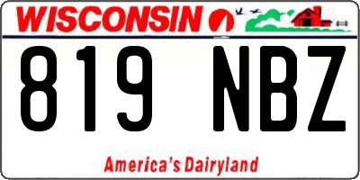 WI license plate 819NBZ